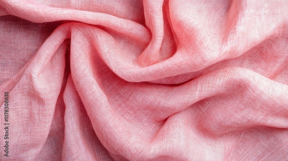Poster close-up of soft, pink fabric with subtle texture and draped folds.