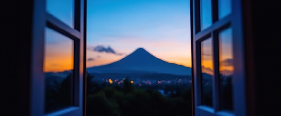 Sunset Volcano View from Window