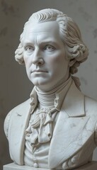 A Detailed Marble Bust of Alexander Hamilton:  A Masterpiece of Neoclassical Sculpture