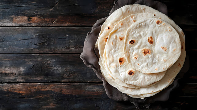 Pita with sujuk and kashar cheese, on old dark wooden table background, top view flat lay. Cascadefall. Illustration
