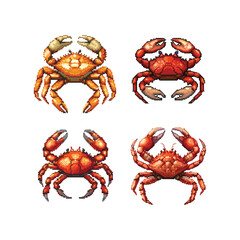 Crab pixel art design vector template illustration