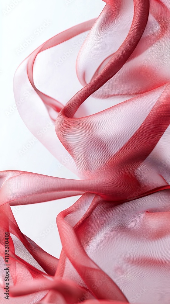 Aufkleber elegant swirl of translucent red and pink ribbons creating a flowing abstract design. concept of del