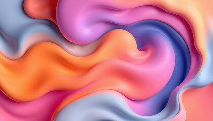 Abstract Pastel Swirls of Color Fluid Design