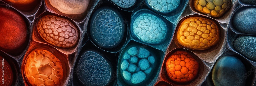 Poster Abstract colorful cell-like pattern.