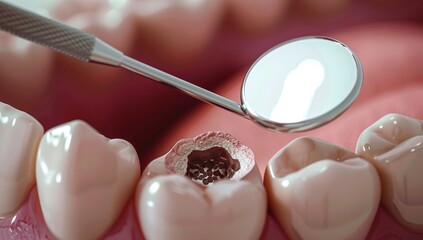 Examination of a tooth with caries
