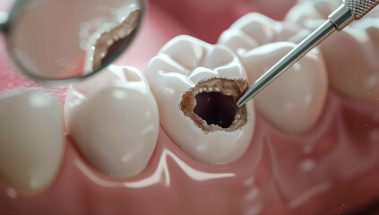 Examination of a tooth with caries