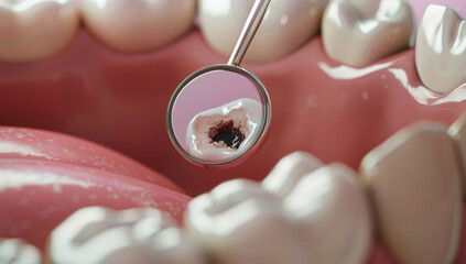 Examination of a tooth with caries