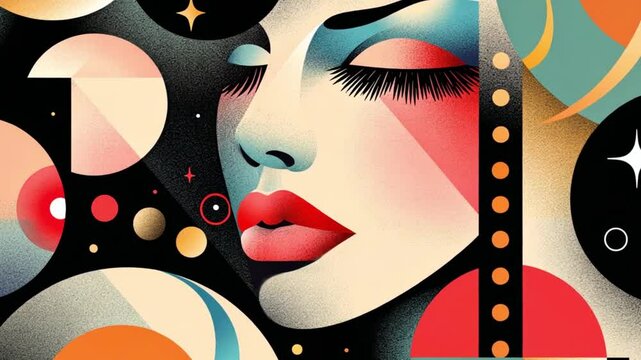 Theatre art deco poster with bright creative image