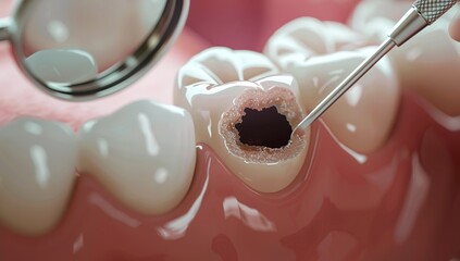 Examination of a tooth with caries