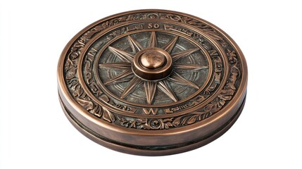 Naklejka premium A decorative compass with intricate designs, symbolizing navigation and exploration.