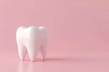 Healthy tooth on pink background