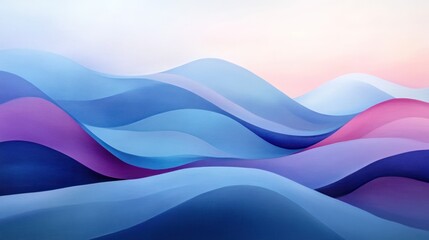 Obraz premium Abstract Blue and Purple Waves Background. A Serene Digital Landscape.