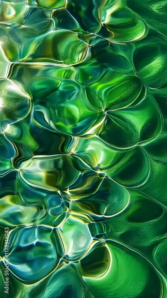Poster reflective green patterns create mesmerizing textures in a close-up view of natural water elements d
