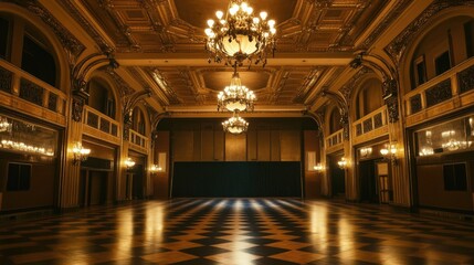 Obraz premium Grand Ballroom: A Luxurious Golden Interior