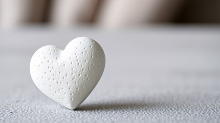 Fototapeta premium A close-up of a white textured heart shape on a light surface