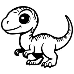 Cute Dinosaur Sketch Illustration. Velociraptor.