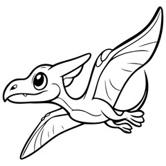 Cute Dinosaur Sketch Illustration. Pterosaur. © shawnfighterlin