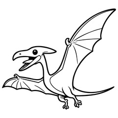 Cute Dinosaur Sketch Illustration. Pterosaur. © shawnfighterlin