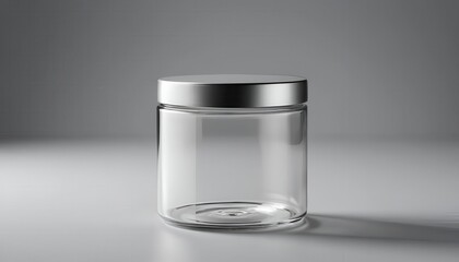 "Minimalist Clarity: Photorealistic Rendering of a Clear Glass Jar"
