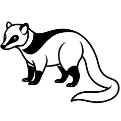 Cute  Line Art Coati Silhouette Black Vector Illustration