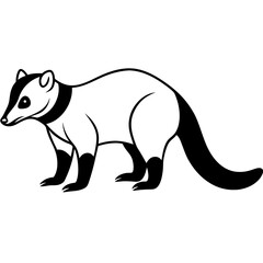 Cute  Line Art Coati Silhouette Black Vector Illustration