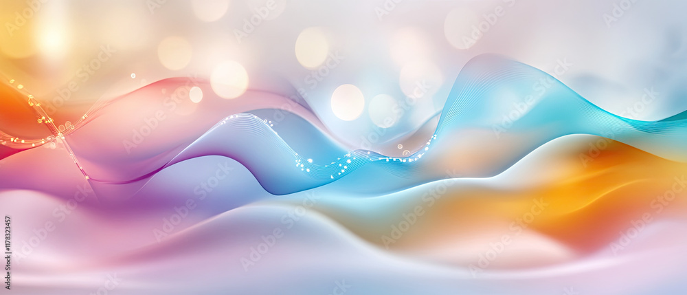 Wall mural abstract waves in soft colors create dreamy atmosphere with light bokeh