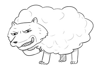 wolf with sheep clothing digital drawing illustration isolated