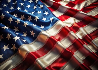 Detailed AI art of the Stars and Stripes, capturing the texture of the flag.
