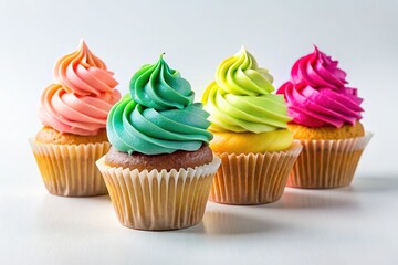 Elegant cupcakes, isolated on white, a sweet delight.