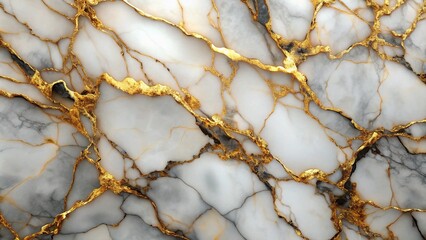 Elegant white gold marble abstraction, AI-generated backdrop.