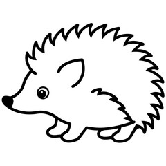 Cute  Line Art Hedgehog Silhouette Black Vector Illustration