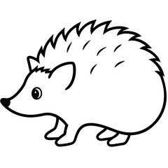 Cute  Line Art Hedgehog Silhouette Black Vector Illustration