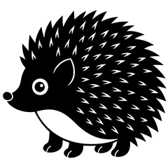 Cute  Line Art Hedgehog Silhouette Black Vector Illustration