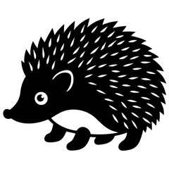 Cute  Line Art Hedgehog Silhouette Black Vector Illustration