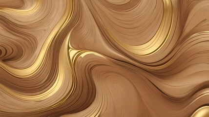 Luxury line background, gold wavy art texture. Organic wood, hair illustration, curve elegant graphic. Flow template, swirl graphic.