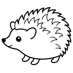 Cute  Line Art Hedgehog Silhouette Black Vector Illustration