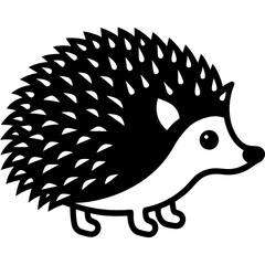 Cute  Line Art Hedgehog Silhouette Black Vector Illustration