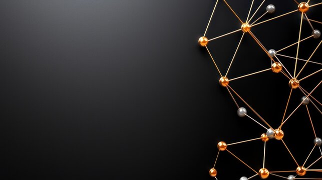 Dynamic connection nodes abstract design digital art dark background conceptual visualization