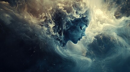 Ethereal Woman Emerging from Nebula: A Digital Painting