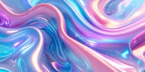 Abstract 3d modern pastel colored holographic background in wave style.