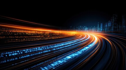 Fototapeta premium Dynamic abstract light trails in urban setting.