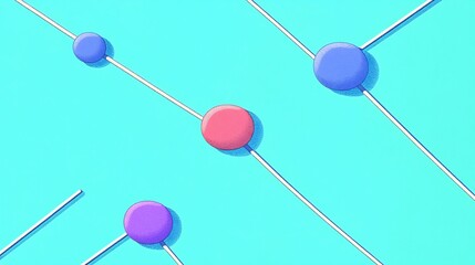 Vibrant Pastel Lollipop 3D Render: Playfully Arranged on Aqua Background. AI Generated