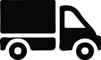 Cargo truck black icon, concept illustration, vector flat symbol, glyph sign.