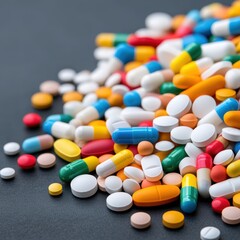 Colorful assortment of various medical pills.