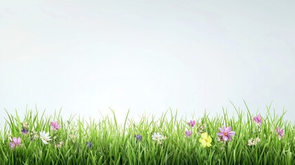 A serene field of colorful flowers amidst lush green grass.