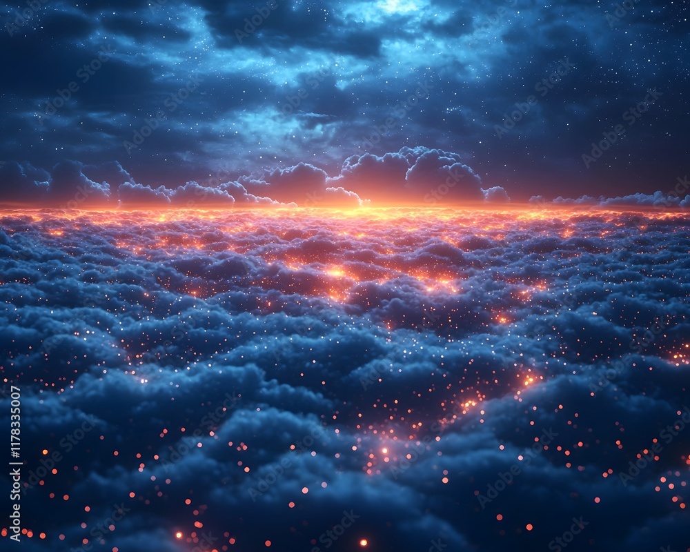 Aufkleber atmospheric layers of cloud computing services visualization