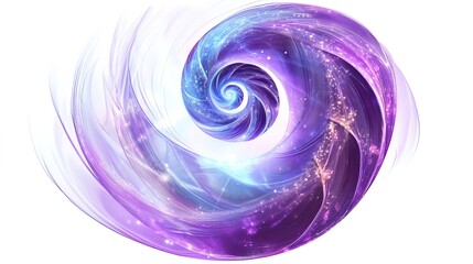 Abstract swirling violet luminous lines with a glowing light effect, ideal for vector design, game illustrations, and futuristic creative concepts, isolated on a white background.