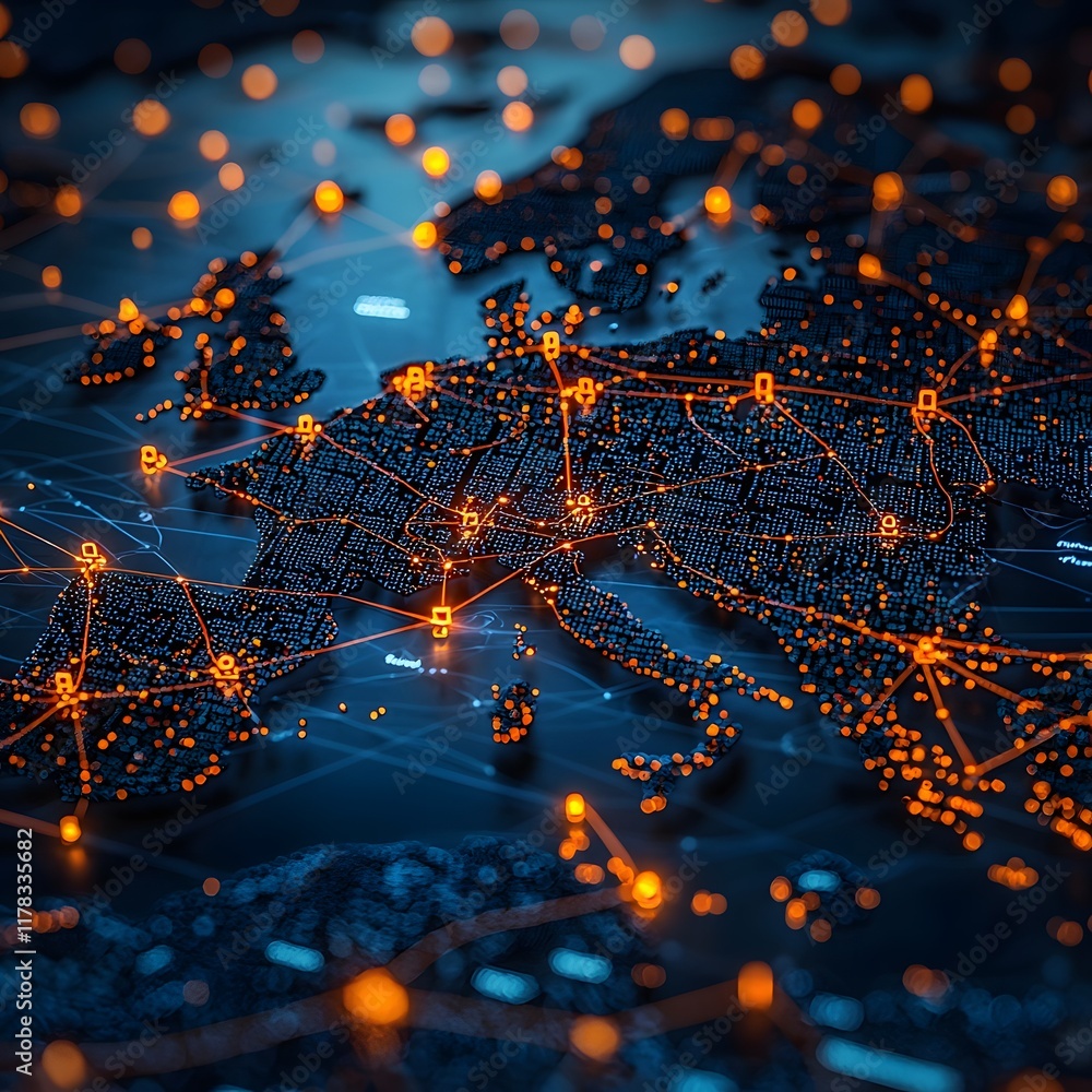Poster visualizing the interconnected global trade network and supply chain systems