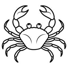 Cute  Line Art Crab Silhouette Black Vector Illustration