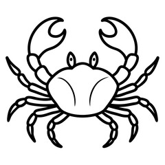 Cute  Line Art Crab Silhouette Black Vector Illustration